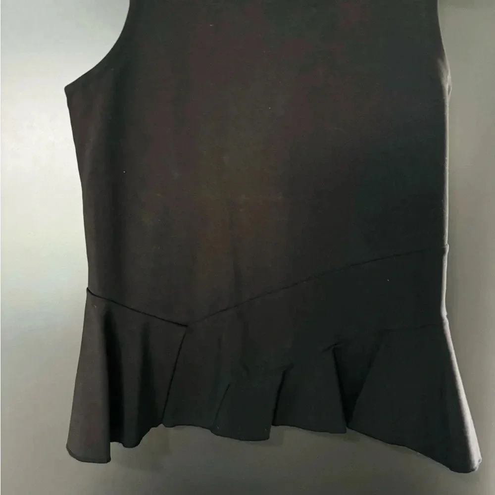 J. Crew Black Round Neckline Sleeveless Peplum Top